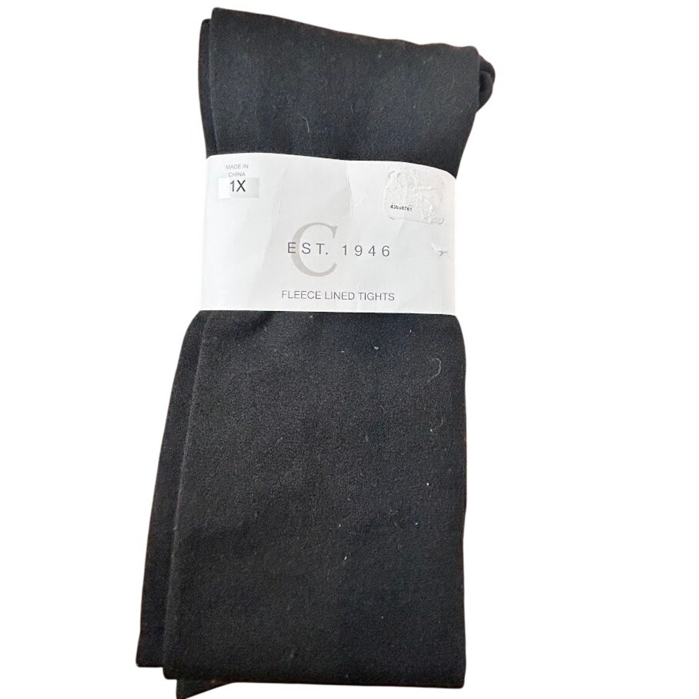 Cato Black Fleece‎ Lined Tights Plus Size 1X Opaque Warm Hosiery